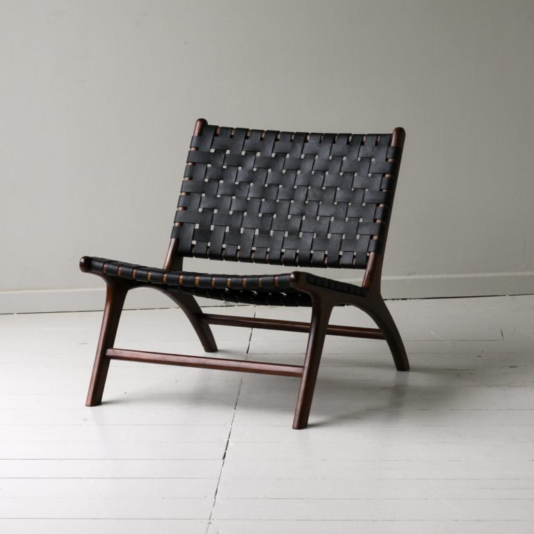 Black Woven Leather Lounge Chair | Chairs | Furniture | Willow