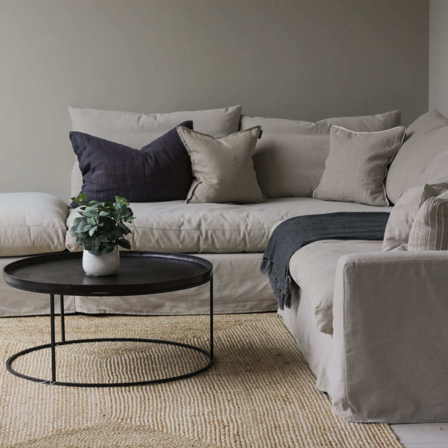 Brussels Linen Loose Cover Corner Group Including Stool | Sofa ...
